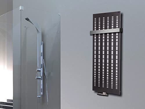 Badheizkörper Design broken Mirror 2 HxB: 120 x 47 cm 799 Watt + 1 Handtuchhalter (50mm) anthrazit/moonstone grau Szagato Handtuchwärmer Design Heizkörper Mittelanschluss Bad Heizkörper vertikal