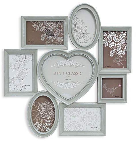 Cornice portafoto 96133 con cuore con viti – Grigio Colore: Bianco per 7 foto – Casa di Campagna Shabby Chic Foto Collage Galleria Foto Cornice Foto Collage Galleria di Immagini 8 Fotos mit Herz