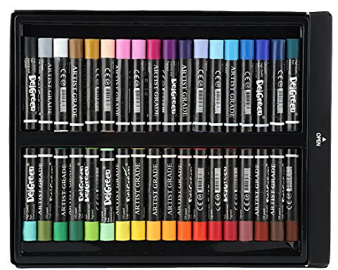 Akozon Oil Pastel DelGreen - Juego de tizas pastel redondas, para artistas o niños 36 colores