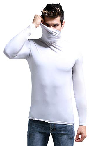 Ouruikia Homme léger Thermique Modal Couche de Base à col roulé à Manches Longues Pull Top sous-vêtements Thermiques pour Hommes Automne Hiver Hauts