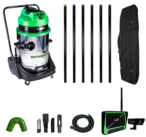GutterSucker Cleaning Vacuum System (Sucker Pro Gold Package) - 9m/30ft Reach with Recordable SurveyCam Inspection Camera