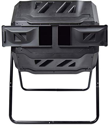 Compost Bin - Tumbler Bin, 160 l, per una migliore circolazione dell'aria, compostiera efficiente, rotante, per giardino, colore nero
