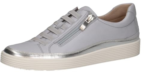 CAPRICE Damen Sneaker flach aus Leder mit Reißverschluss, Grau (Lt.Blue Perl), 40 EU