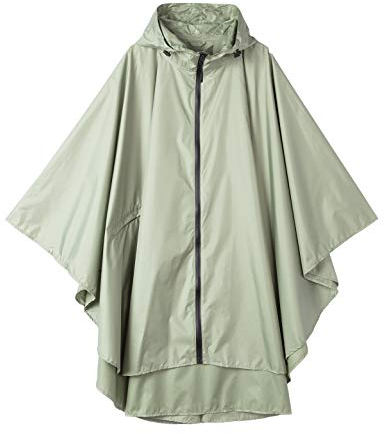 Freesmily Damen Regen Poncho stilvolle wasserdichte Regenmantel mit Kapuze Reißverschluss (Wasabi Grün)