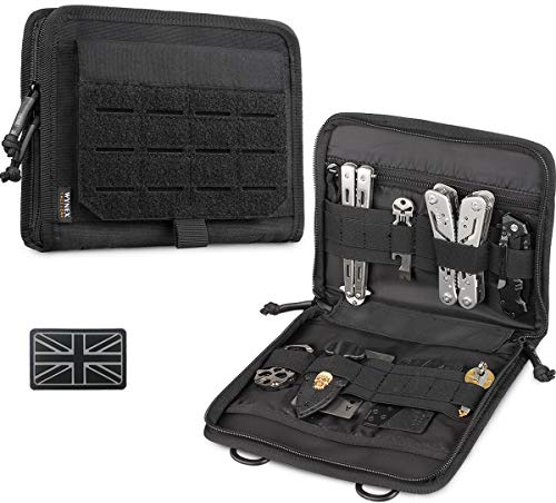 WYNEX Tactical Folding Admin Pouch, Molle Tool Bag of Laser-Cut Design, Utility Organizer EDC Medical Bag Modular Pouches Tactical Attachment Waist Pouch Include UK Patch