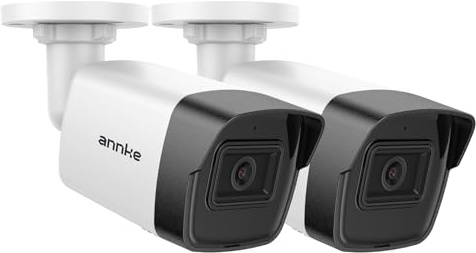 ANNKE 3K 5MP PoE CCTV Security Camera, Super HD Bullet Outdoor Indoor IP Camera Support Alexa, Audio, Color Night Vision, Motion Detection, Remote Access, Built-in Micro SD Card Slot (Pack of 2)