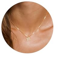 Foxgirl Gold Initial Necklaces for Women, Dainty Gold Letter Necklace Tiny A-Z Pendant Choker Necklace Trendy Cute Personalized Monogram Name Necklace Gold Jewelry Necklace for Women Gift
