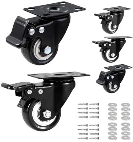 QXXQ 4 Stück 50mm Möbelrollen, Möbelrollen Schwerlast,Doppelt gelagertes Silent-Design,360° Drehung und maximale Tragfähigkeit von 280KG