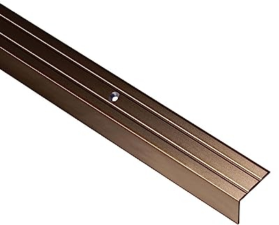 Gedotec Profilé pour escalier Profilé de nez de marche Aluminium Profilé angulaire bronze | 2000 mm | Profilé de sol perforé à visser | Profilé angulaire de protection 25 x 20 mm