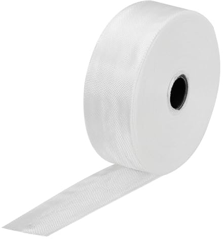 QUARKZMAN Cinta de Tela de Fibra de Vidrio Malla de Fibra de Vidrio Tela de Fibra de Vidrio Tejida Cinta Aislante 50m(55 Yardas) x25mmx0.1mm para Reforzamiento y Reparación