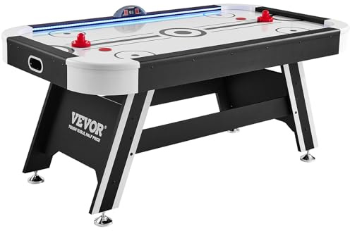 VEVOR Table d’Air Hockey 183 cm avec Système de Score Électronique LED, Matériel pour Hockey sur Table d'Intérieur, avec 2 Palets, 2 Poussoirs, Ensemble de Jeu d'Arcade pour Salle de Jeux, Maison