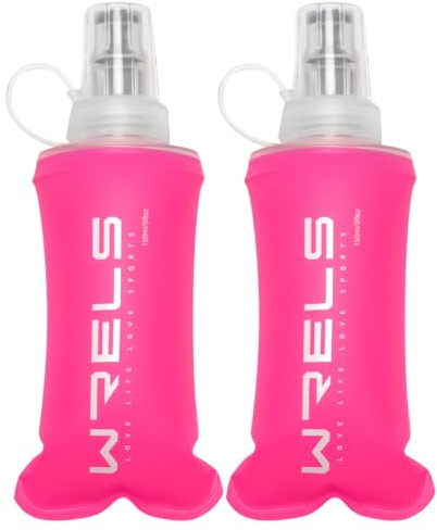 WRELS Gourde Souple Running Pliable,Pack de 2 150ml Flasque Running-Idéal pour Course à Pied, Trail, Randonnée-Sans BPA(Rose)