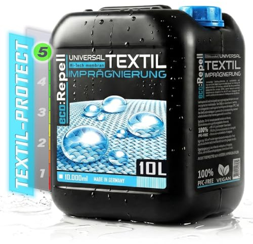Eco:Repell 10L TEXTIL Imprägnierung Outdoor – Zelt, Dachzelt, Boot, Plane, Cabrio-Verdeck, Segel, Markise – Profi-Anwendung, PFC-frei