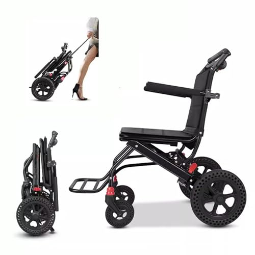 Ultraleichter Faltbarer Rollstuhl für Erwachsene mit Bremse Transportrollstühle für Die Wohnung Und Unterwegs Reiserollstuhl, Zusammenklappen Nur 10.8Kg A
