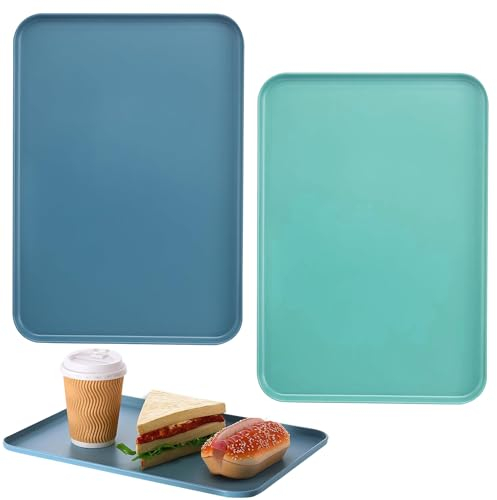 Bandeja rectangular de plástico, 2 unidades, bandeja de servir, bandeja de cocina, bandeja de servir para cocina, comedor, café, hotel (2 colores, 30,5 cm x 22 cm)