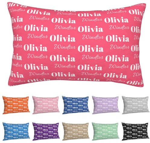 Disosm Custom Name Pillow Cover 20x30, Customized Initials Pillow Case, Personalized Name Cushion Cover for Sofa Bed Room First and Middle Name Pillow Case for Birthday Christmas Color Size Options