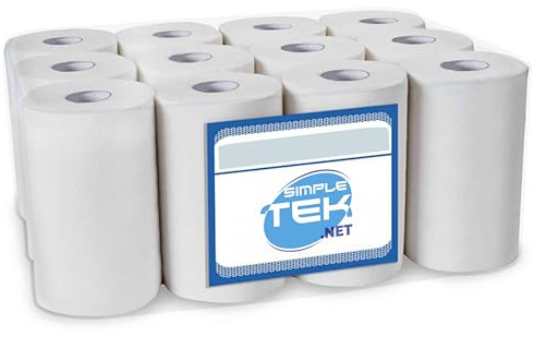 SIMPLETEK - 12 Stück Handtuchrolle à 60 m | Breite 21 cm | zweilagig, reine Zellulose, zertifiziert