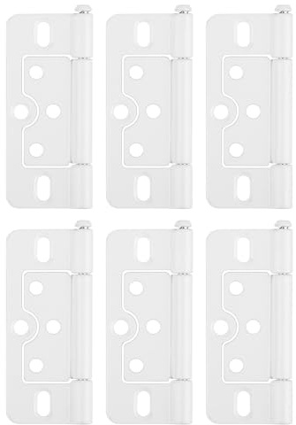 sourcing map 6Pcs 3x1.4 Inch Door Hinges Non-Mortise No Noise Bifold Door Hinges Plating for Cabinet Furniture Window Wardrobe, White
