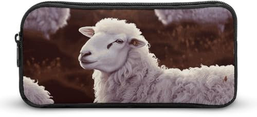 BTCOWZRV Großes Federmäppchen, Schaf, ästhetisches Stifteetui für Damen und Herren, tragbare Kosmetiktasche, multifunktionale Münztasche für Büro, Urlaub, Stil, 22 x 12 x 5 cm, Stifteetui, Stil:,