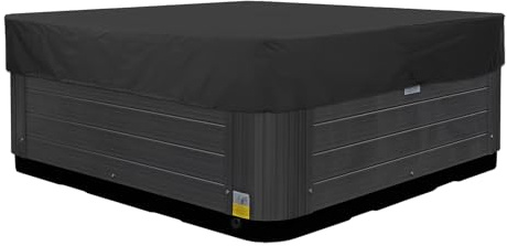 BaCover Couverture pour Bain à Remous Extérieur, Housse de Protection pour Spa en Tissu Oxford 210D Imperméable Anti-poussière Bache de Piscine Carrée,Noir,218x218x30cm