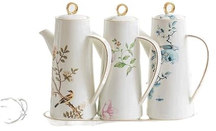 Distributeur d'huile et de vinaigre Distributeur d'huile et de vinaigre, ensemble de porcelaine et de vinaigre de style japonais, pots à condiments en céramique avec plateau Distributeur d'huile