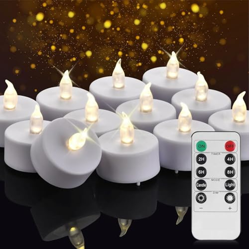 Nancia LED Teelichter mit Fernbedienung Timer, flackernde, flammenlose Kerzen, langlebig über 400 Stunden, batteriebetrieben, Heimdekoration, saisonale und festliche Feiern. (Warm Weiß, 12pack)