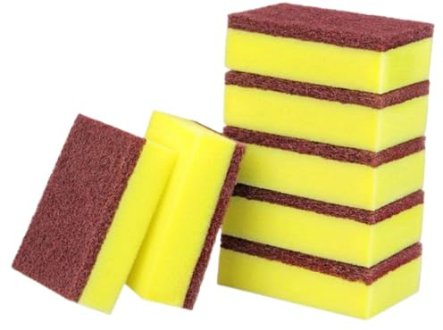 COLLBATH 10pezzi Spugne Per Lavare Piatti Alta Densità Tamponi Abrasivi Per Pulizia Cucina e Bagno Assorbenti e Resistenti Senza Danneggiare Le Superfici