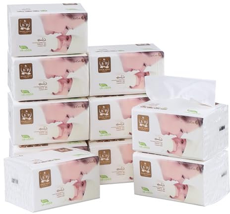 Saedy 10 Pack Soft Facial Tissues, 4-Ply White Tissues, 100 Tissues Per Pack