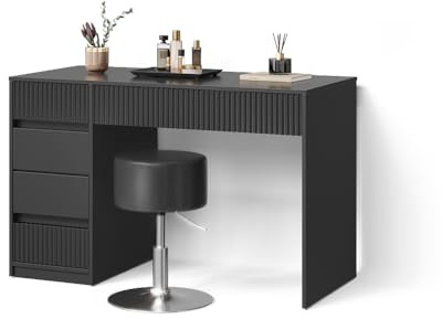 Livinity Schminktisch Allia, Schwarz, 120 cm | mit Hocker