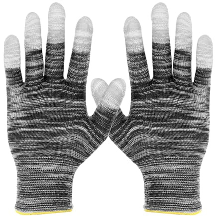 sourcing map 4Set Anti-Static Gloves Electrostatic Protective Gloves with PU Fingertips Large Size for Automotive Vinyl Wraps and Decal Applications, Black