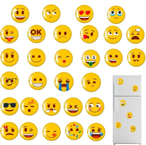 Dryxog 30 Stück Emoji Magnete Emoji Kühlschrankmagnete Lustige Dekorative Magnettafel Einkaufsliste Magnetisch Kühlschrank Smiley Magnete für Magnettafel Kühlschrank Büro Erwachsene Kinder