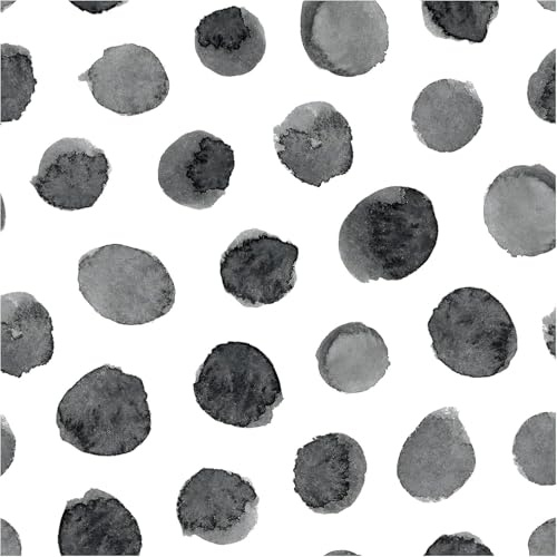 Selbstklebende Tapete Schwarz Weiß, 44.5 x 500 cm Tapete Schwarze Geometrisch Tapeten Punkte Klebefolie Möbel Klebefolie Tapeten Möbelfolie Selbstklebend für Badezimmer Wohnzimmer Schlafzimmer Küche