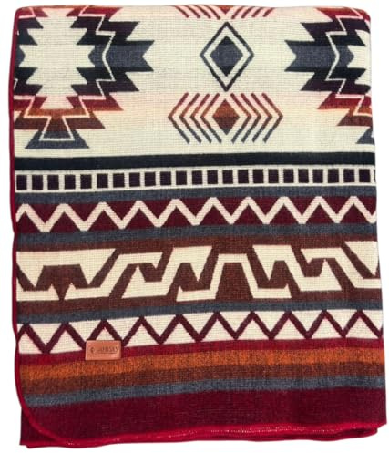Alpaca Wool Blanket, Queen Size 94 x 78, Reversible 2 in 1, Thick and Ultra Soft, Hypoallergenic, Non-Itchy, Handmade in Ecuador. Premium Alpaca Wool Thtow Blanket for Cozy Comfort. (Red)