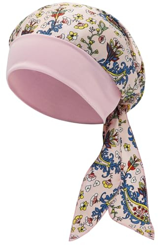 LIMHOO Damen Chemoturban Satin-Kopftuch Elastisches Breitband-Kopfband Beanie-Mütze bei Haarausfall durch Krebs