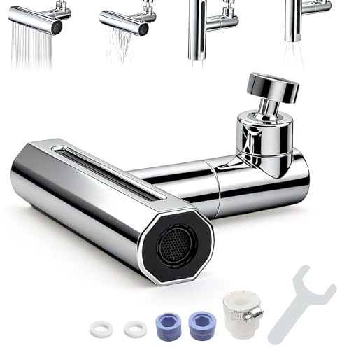 ATTEEFI 4 in 1 Prolunga Rubinetto Bagno, Girevole a 360° Aeratore Rubinetto Cucina, Cascata Prolunghe Girevoli per Rubinetti, con Adattatore, per Cucina e Bagno