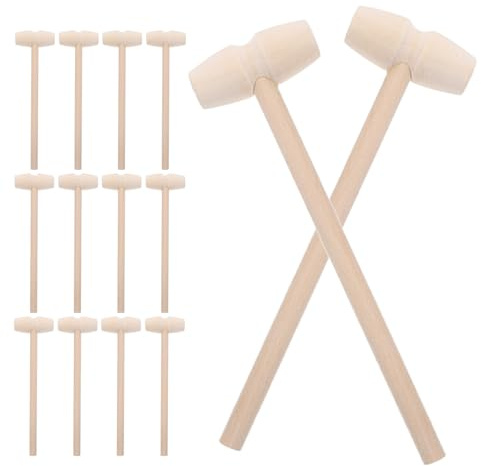 HOOTNEE 30PCS Mini Wooden Mallets for – Small Hardwood Hammer Set Flat Head – Wooden Mallet Tool for Chocolate Breaking and Planet Cake Pounding, ’ Safe Play Tool for Indoor Fun