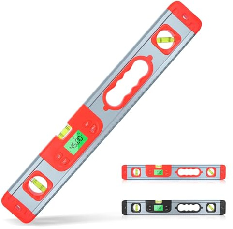 Strumento digitale di livello intelligente – Goniometro con display retroilluminato a LED con bolle da 45°, 90°, 180° – Misurazione della pendenza angolare relativa e assoluta per