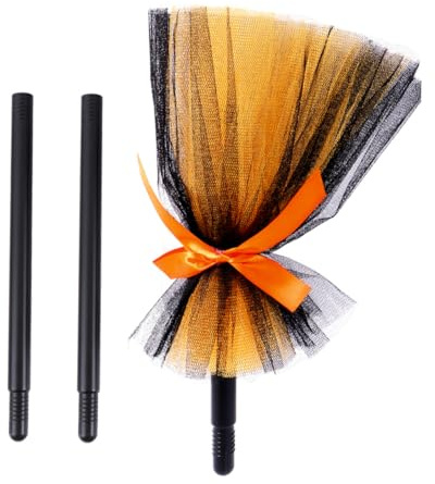 GARIOUANS Scopa da Strega per Feste di Halloween Accessorio Scenico Resistente e Realistico Decorazione per Costumi e Ambientazioni Horror