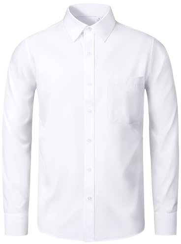 J.VER Men's Regular Fit Dress Shirts 4-Way Stretch Long Sleeve Shirt | Elastic Fabric, Business Casual, Formal, Button Down Shirts with Pocket, Wrinkle Free for Wedding, Work Interview, Daily Wear