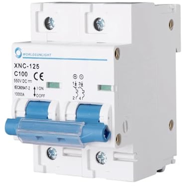 Leitungsschutzschalter,Sicherungsautomat 2P 125A 100A 80A DC MCB 550V Circuit Breaker for PV System Batterie Wichtigsten Schalter(100A)