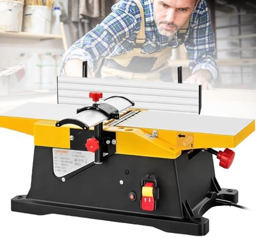 Wood Planer Jointer – Heavy Duty 6 Inch Thickness Planer with 12000 RPM Motor, Multifunctional Tool for Precision Wood Cutting and Surface Smoothing