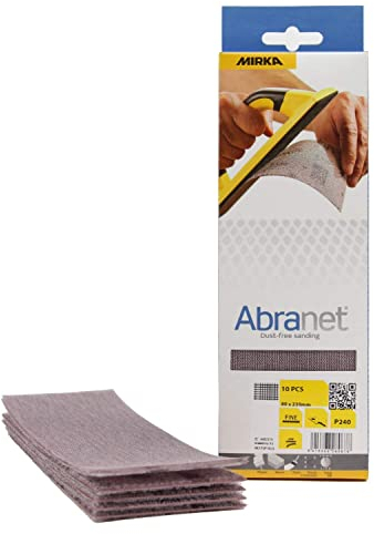 Mirka Abranet Netz Schleifstreifen 80x230mm / Klett Schleifblätter/Korn P240 / 10 Stück / AE175F1025 / zum staubfreien Schleifen von Holz, Spachtel, Lack, Kunststoff