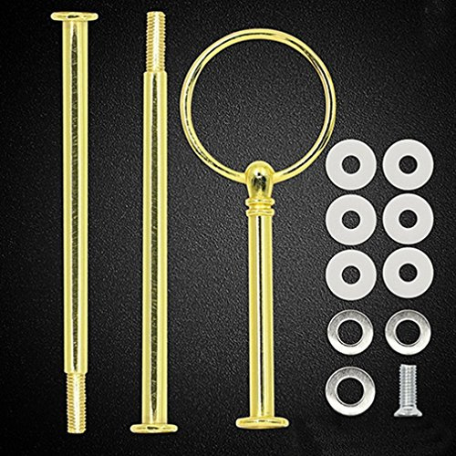 Greenlans Multi-Style 2 ou 3 étages Plaque Poignée pour Outil de Tige de matériel Cake Plaque Support, doré, Round
