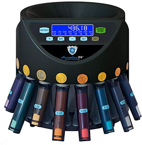 Automatischer Euro Münzzähler & -sortierer Geldzählmaschine SR1200LC mit Abhülsung Geldzähler Münzzählautomat Securina24 (schwarz LC - BBB)