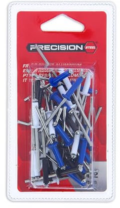 Precision-Steel 48 Rivets alu ø4,2mm. Assortiment Blanc-Noir-Bleu