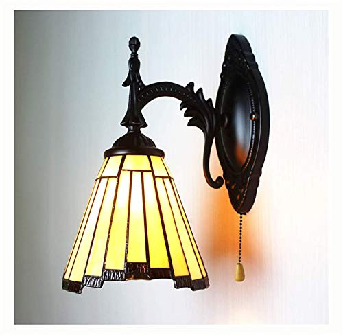6 inch Tiffany Style Wall Light,Stained Glass Shade Sconce Indoor, Multi-Colored Wall Lamp Fixture with Zipper for Living Room Bedroom