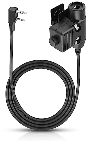 Agatige Military Radio Headset PTT, 2 Way Radio Headphone with PTT, U94 PTT Military Adapter Mobile 2 Pin 7.0mm Plug Push to Talk for Ken-wood/Bao-feng Radio Headset