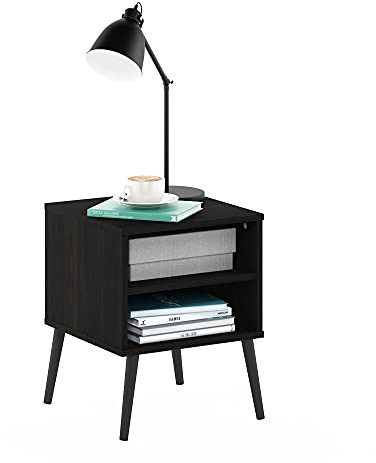 Furinno Claude Table d'appoint Style Milieu du Siècle avec Pieds en Bois, Engineered Wood, Expresso, 198(W) x 47,2(H) x 34(D) cm