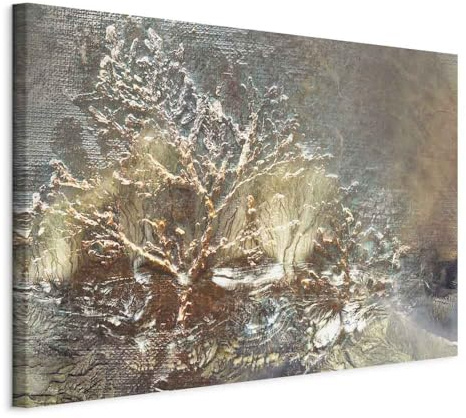 B&D XXL - Akustikbild Abstrakt Bilder Akustikschaum Hochleistungsschallabsorber Schallschutz Leinwand 1 tlg Wandbild Raumakustik Schalldämmung Textur 3D Effekt Baum wie gemalt