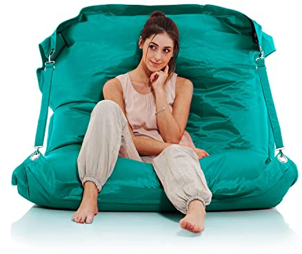 SMOOTHY Sitzsack XXL 450 L - Outdoor & Indoor, Pacific Teal | 180x140 cm, 420D Nylon wasserfest, verstellbare Rückenlehne, waschbarer Bezug, für Kinder & Erwachsene